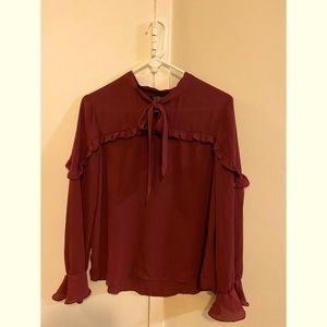 NWT Frilly Maroon Blouse